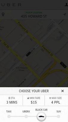 мобильное приложение такси UBER